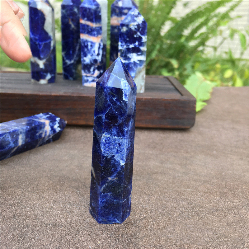 Blue Smelted Stone Crystal Column Ornaments Rough Polished Crystal Column Ornaments Crystal Crafts