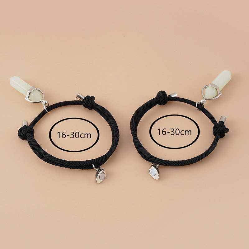 Pulsera de imán de corazón con colgante de hexágono luminoso