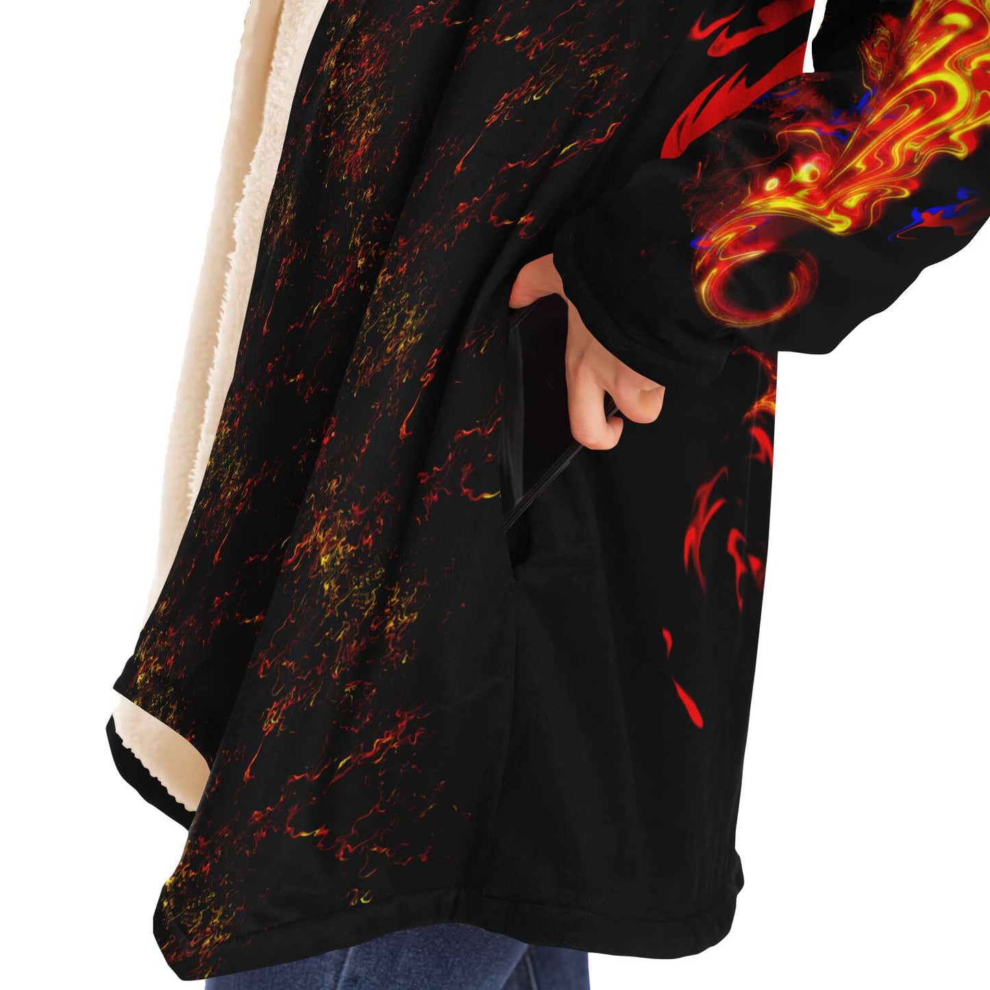 Taiga-Zoku Sherpa Hoodie (Amber Forest Blaze) - Who R We Collective