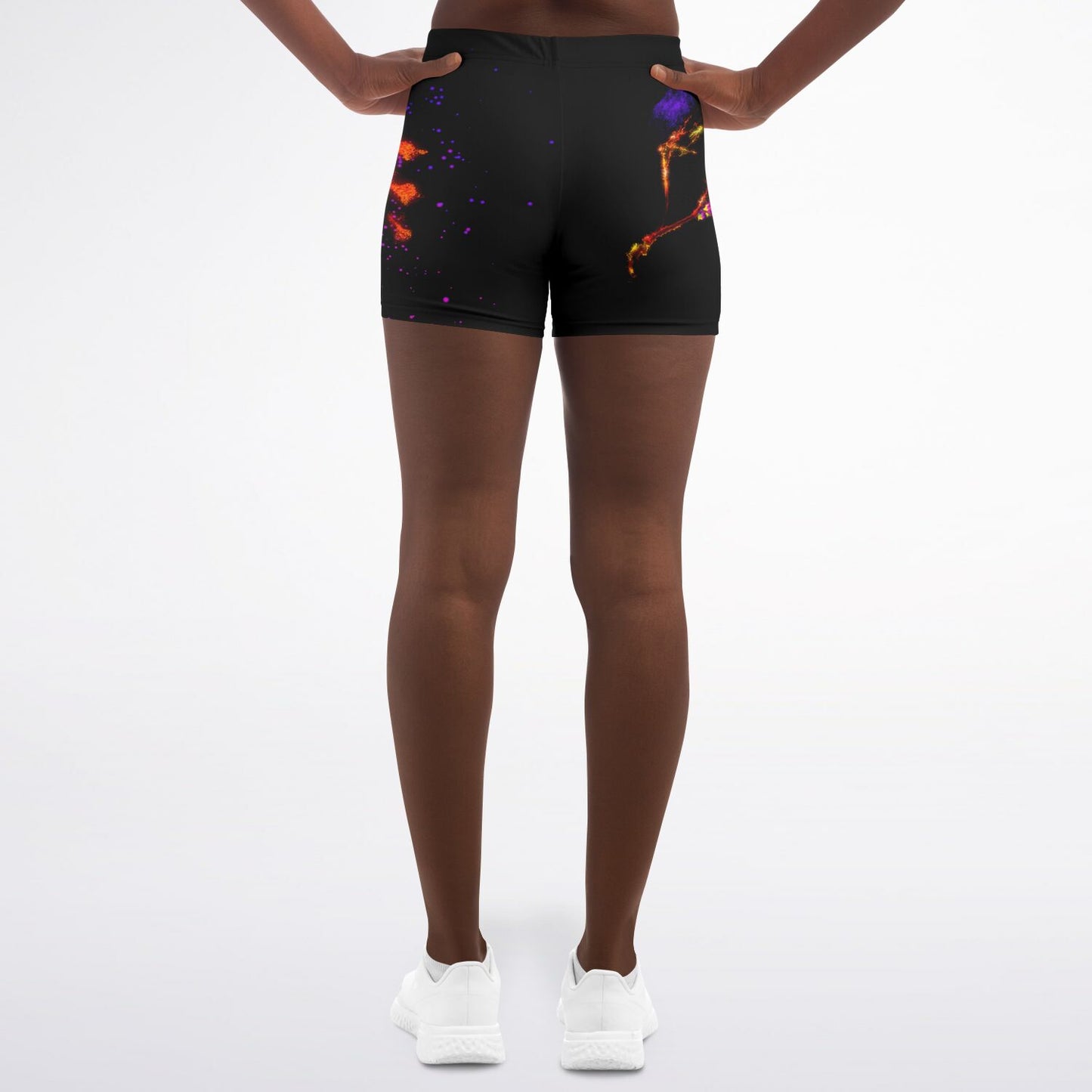 Taiga-Zoku (Prototype Line) "Amber Cosmic Blaze" Legging Shorts - Who R We Collective