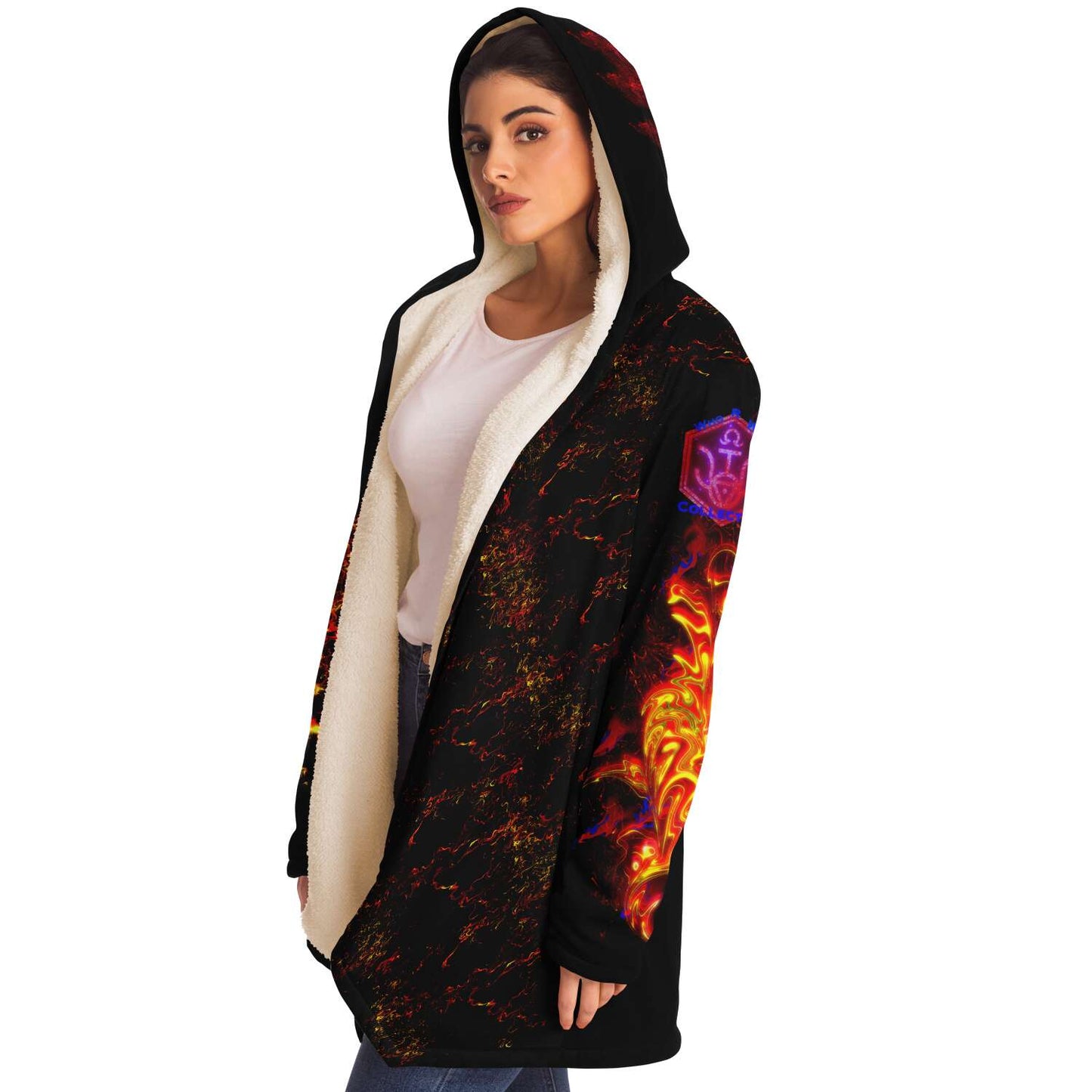 Taiga-Zoku Sherpa Hoodie (Amber Forest Blaze) - Who R We Collective