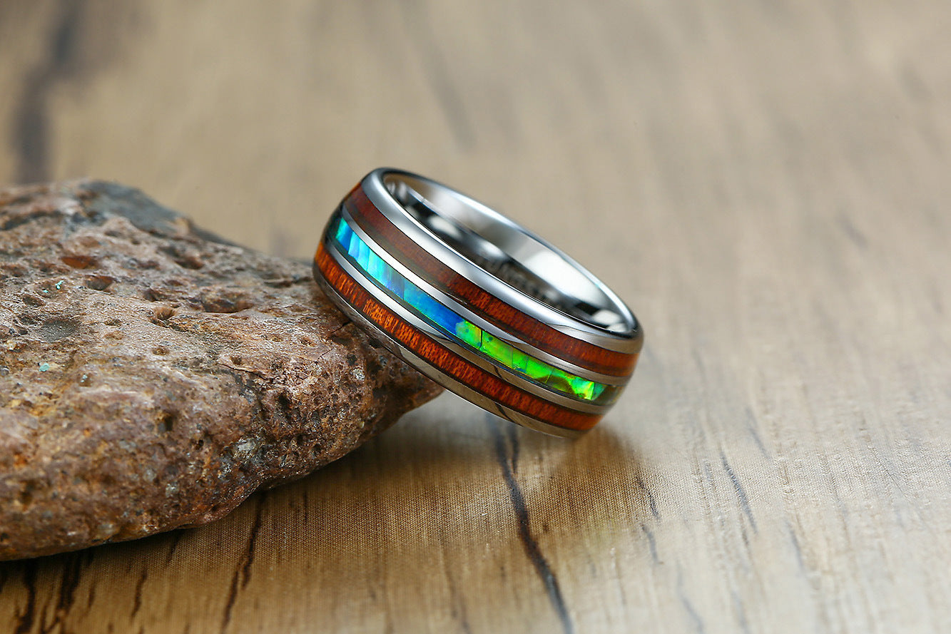 玉虫色のタングステン鋼リング