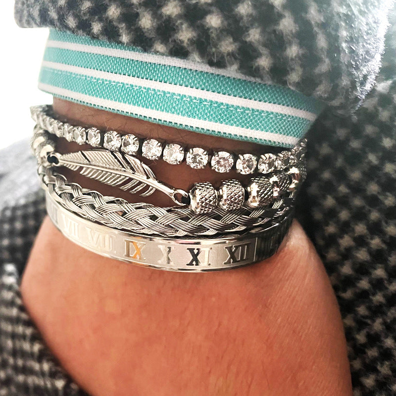 ステンレスビーズフェザーブレスレット