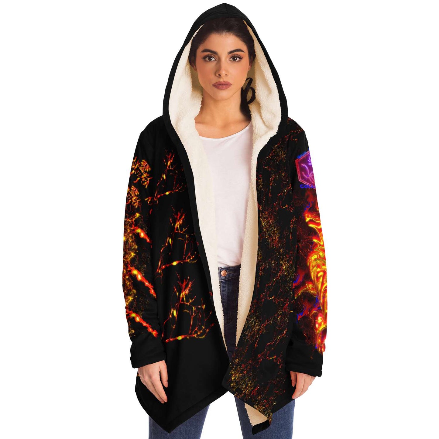 Taiga-Zoku Sherpa Hoodie (Amber Forest Blaze) - Who R We Collective