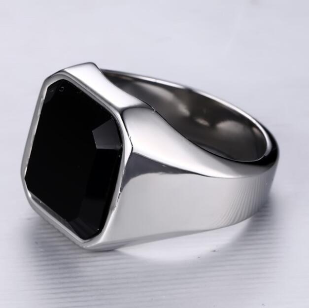 Stainless Black Agate Ring