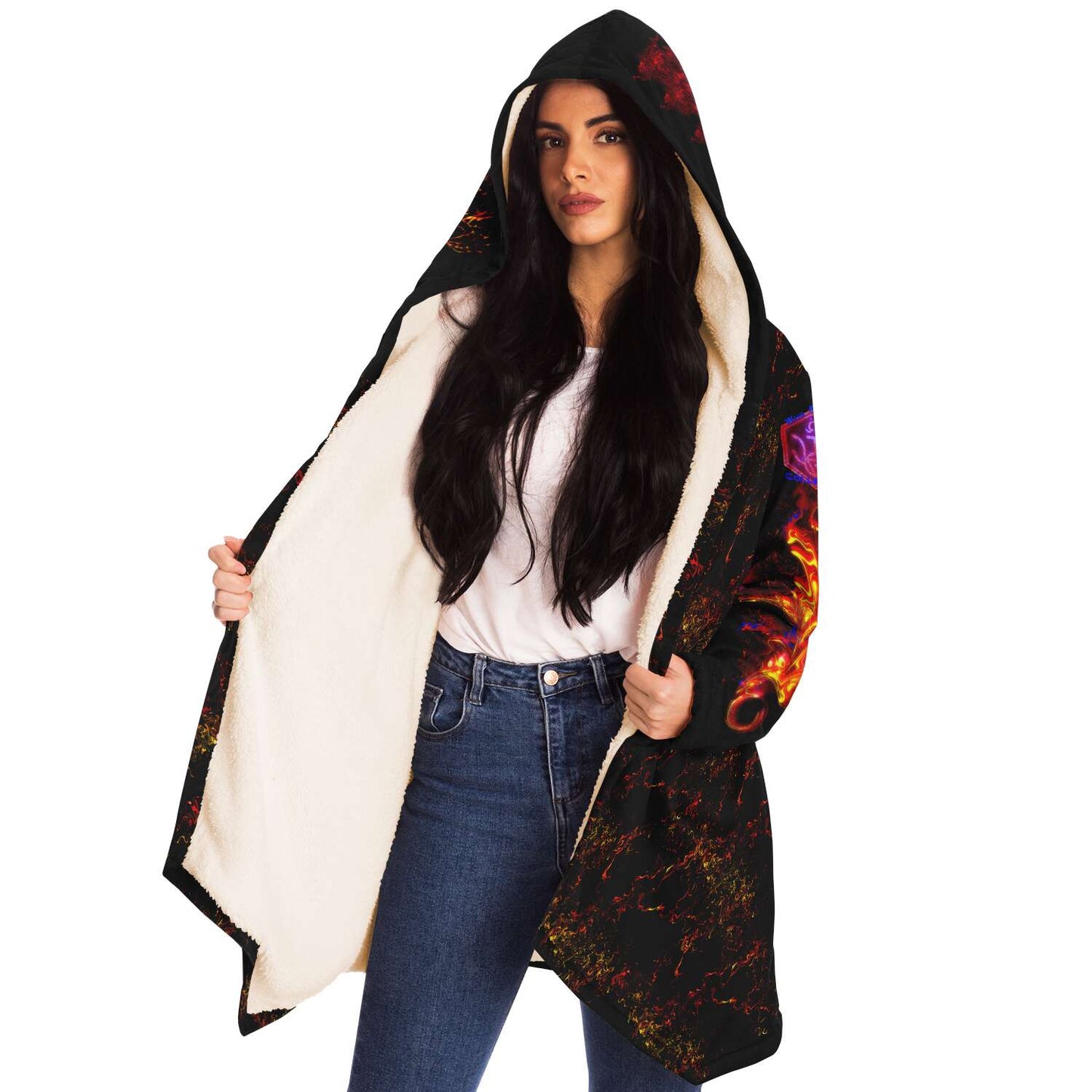 Taiga-Zoku Sherpa Hoodie (Amber Forest Blaze) - Who R We Collective