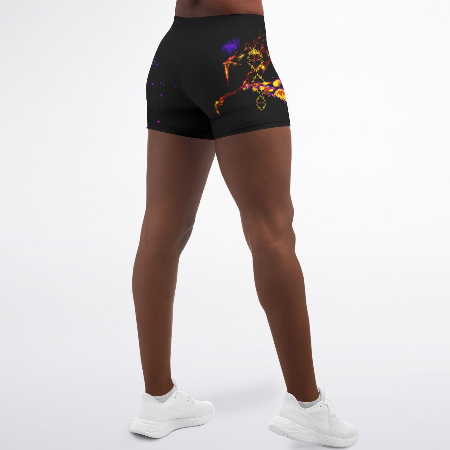 Taiga-Zoku (Prototype Line) "Amber Cosmic Blaze" Legging Shorts - Who R We Collective
