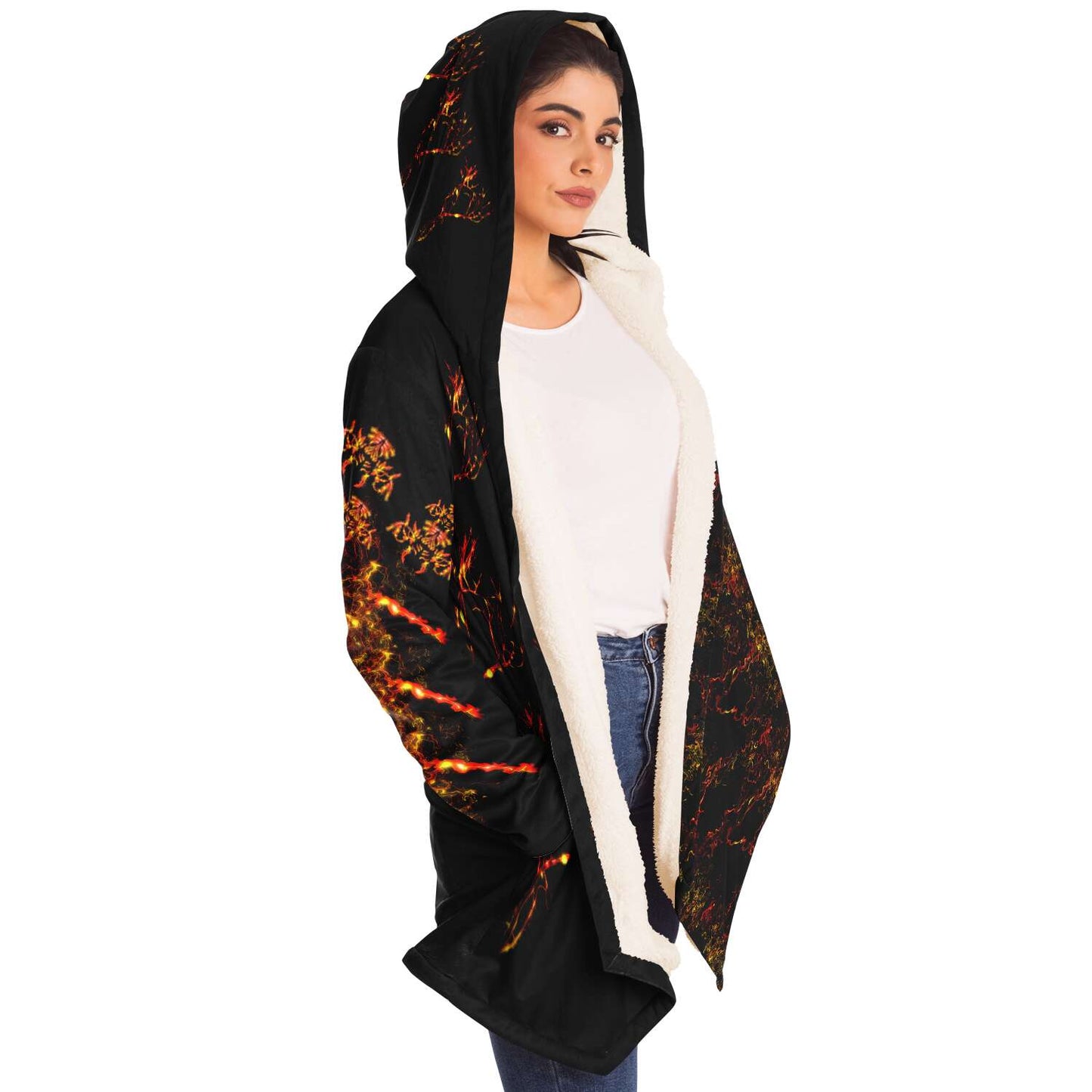 Taiga-Zoku Sherpa Hoodie (Amber Forest Blaze) - Who R We Collective