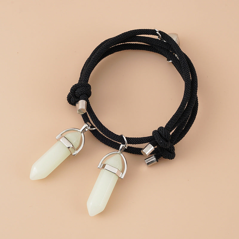Pulsera de imán de corazón con colgante de hexágono luminoso