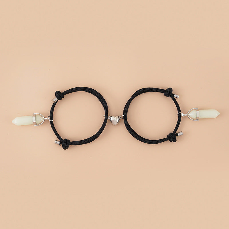 Pulsera de imán de corazón con colgante de hexágono luminoso