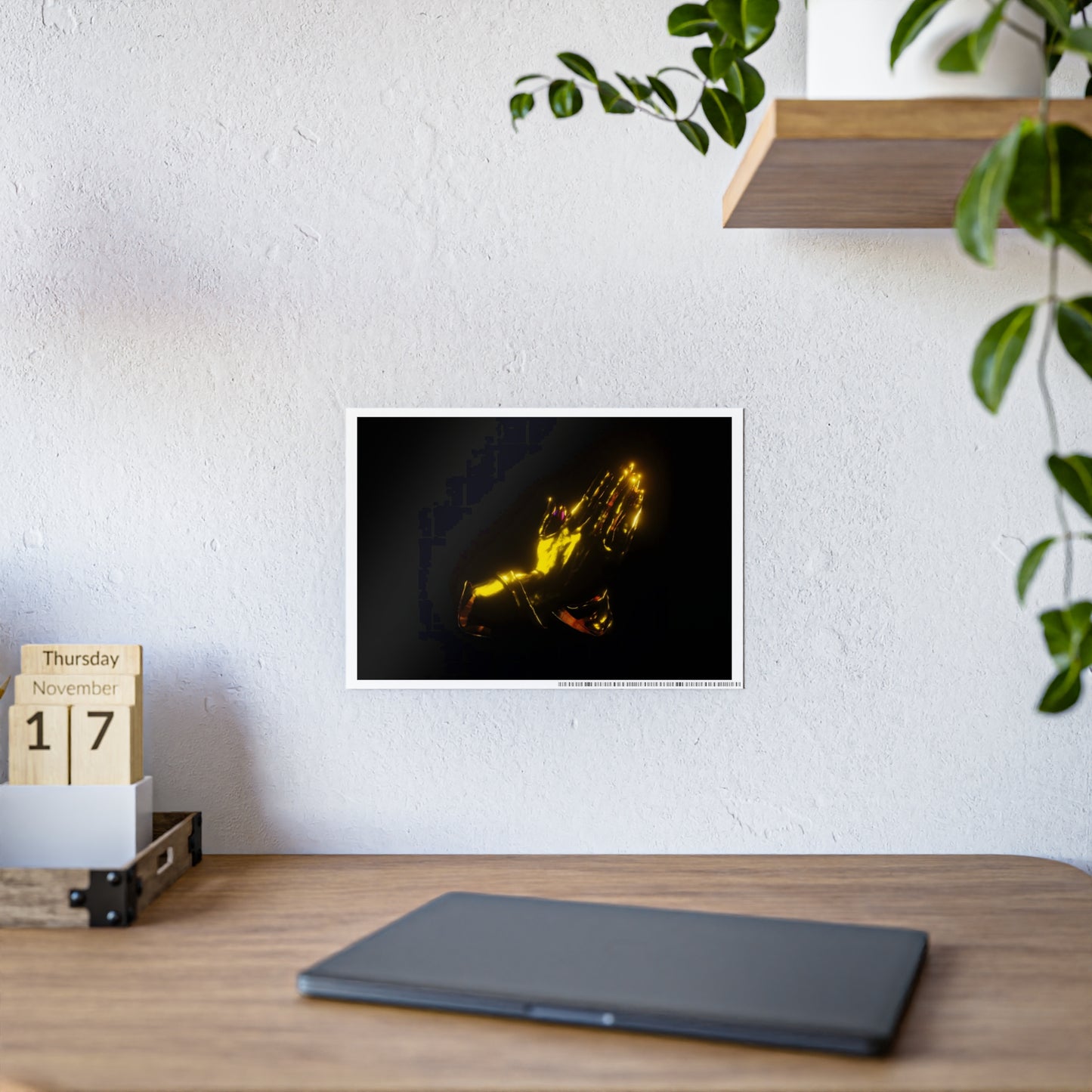 that prayer hand emoji [purple gold aura] art print i