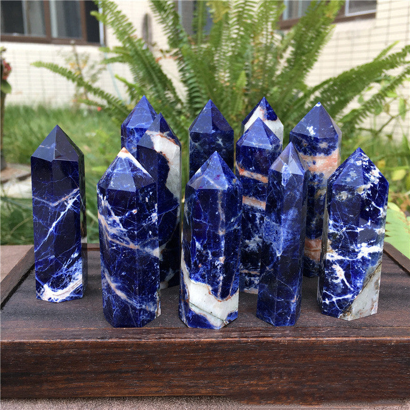 Blue Smelted Stone Crystal Column Ornaments Rough Polished Crystal Column Ornaments Crystal Crafts