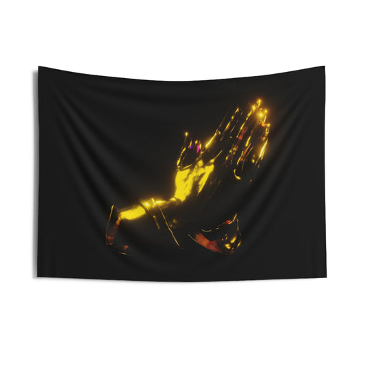 that prayer hand emoji [purple gold aura] art tapestry i