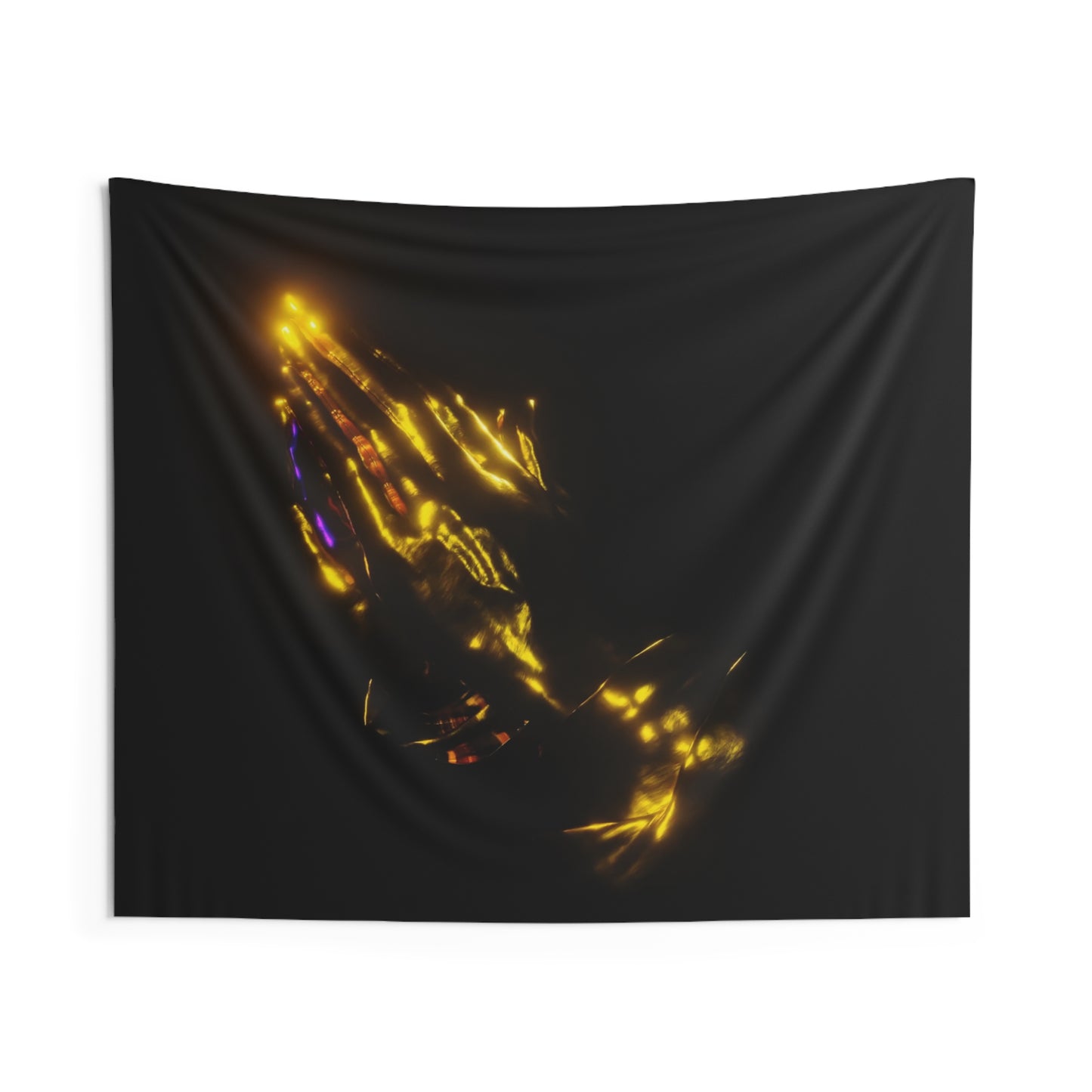 that prayer hand emoji [purple gold aura] art tapestry ii