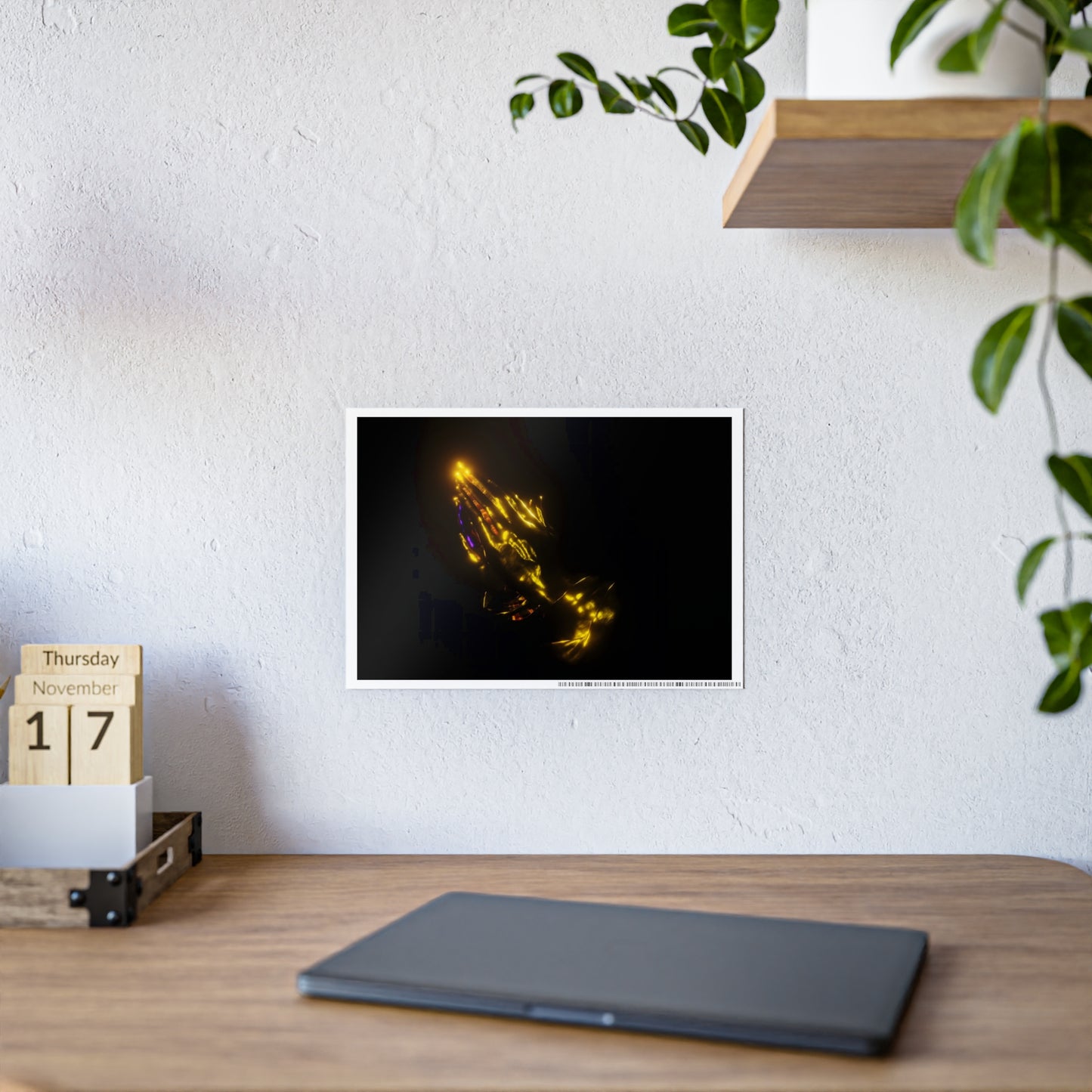 that prayer hand emoji [purple gold aura] art print ii