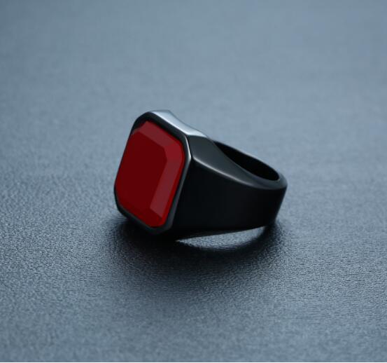Stainless Black Agate Ring