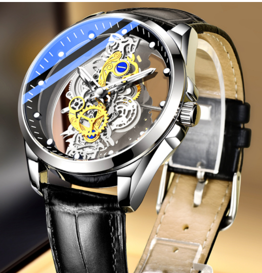 新しいメンズ腕時計スケルトン自動クォーツ時計ゴールドスケルトンヴィンテージ男の腕時計メンズ腕時計トップブランドの高級