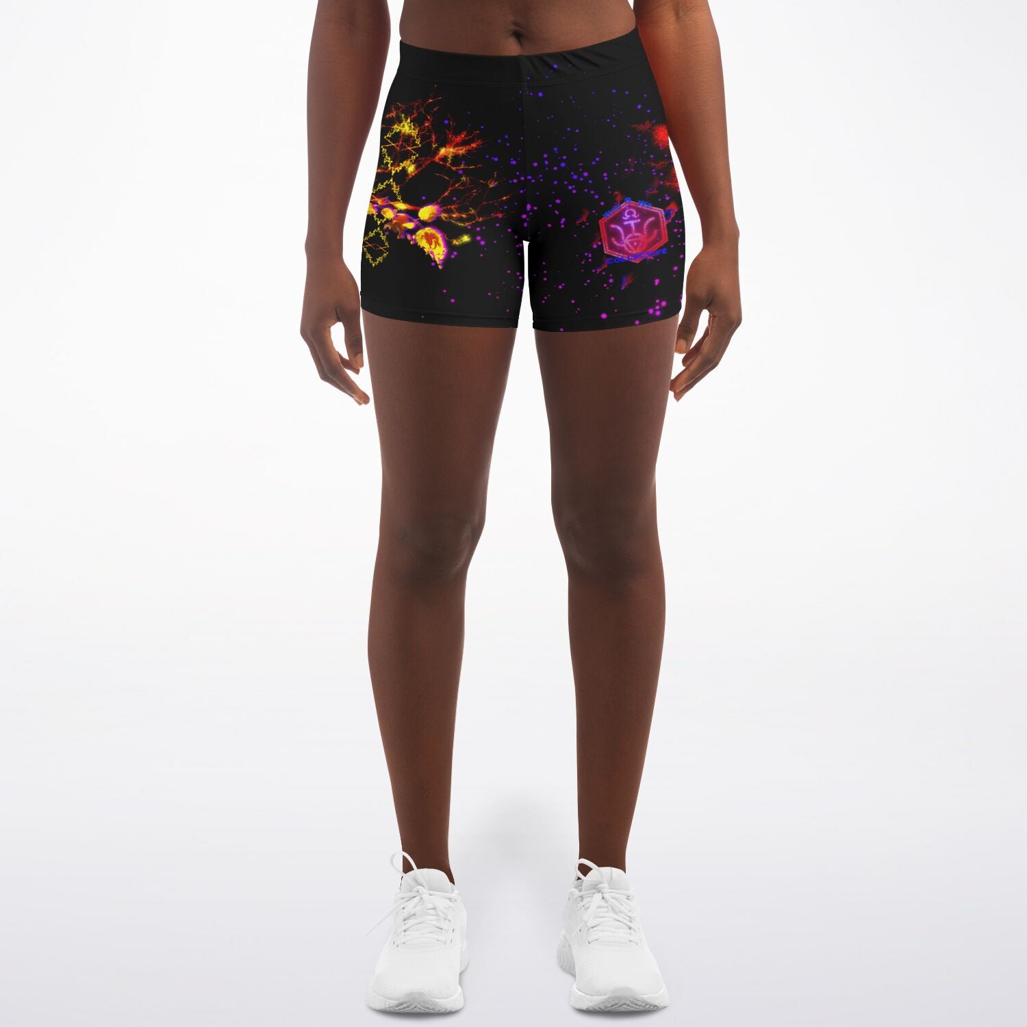 Taiga-Zoku  (Prototype Line) "Amber Cosmic Blaze" Legging Shorts - Who R We Collective