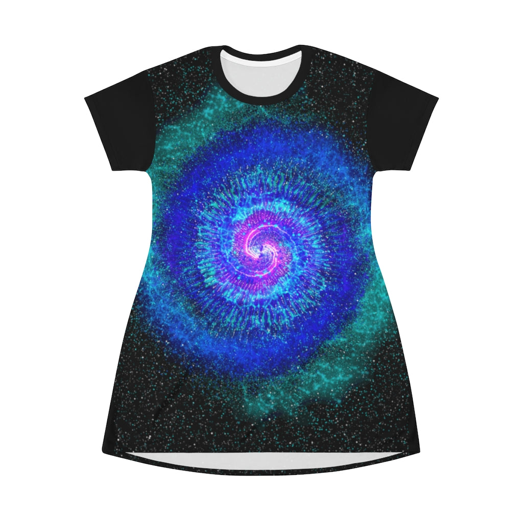 galaxy t shirt dress Space Galaxy T-shirt Dress, Women Blue Celestial Constellation Outer Universe Star Print Festival Night Sky Casual Summer Cover Up Tee Shirt M