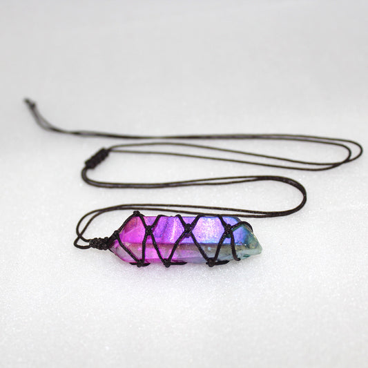 Electroplated Sky Crystal Mesh Necklace