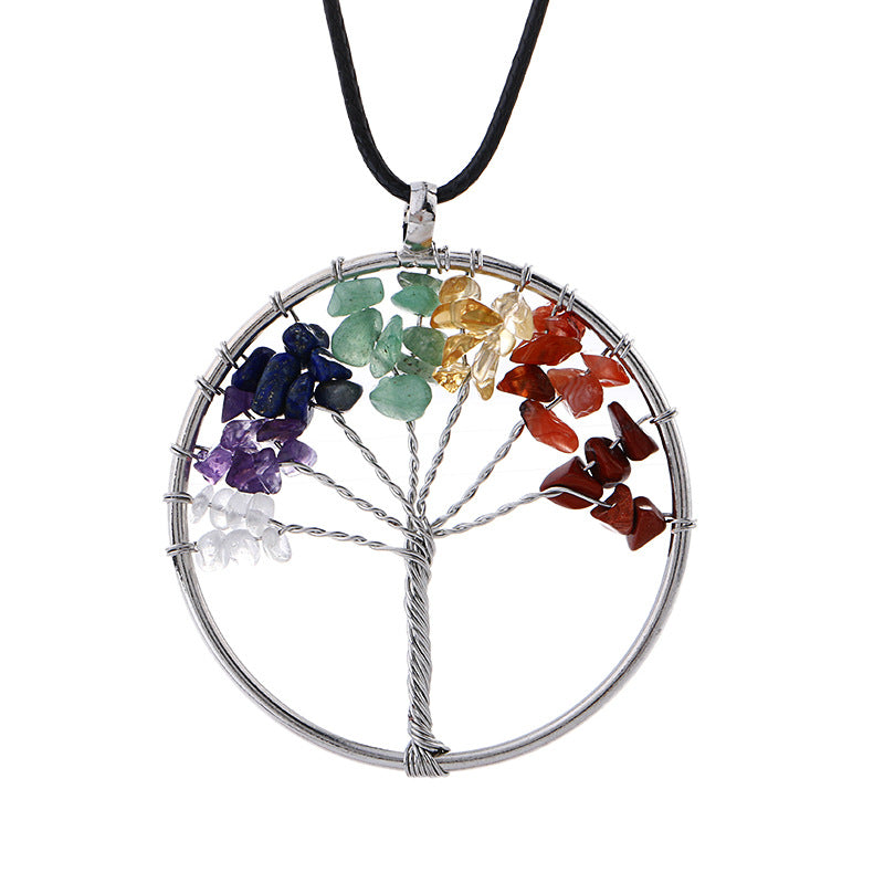 Collar infinito de árbol de la vida de cristal natural